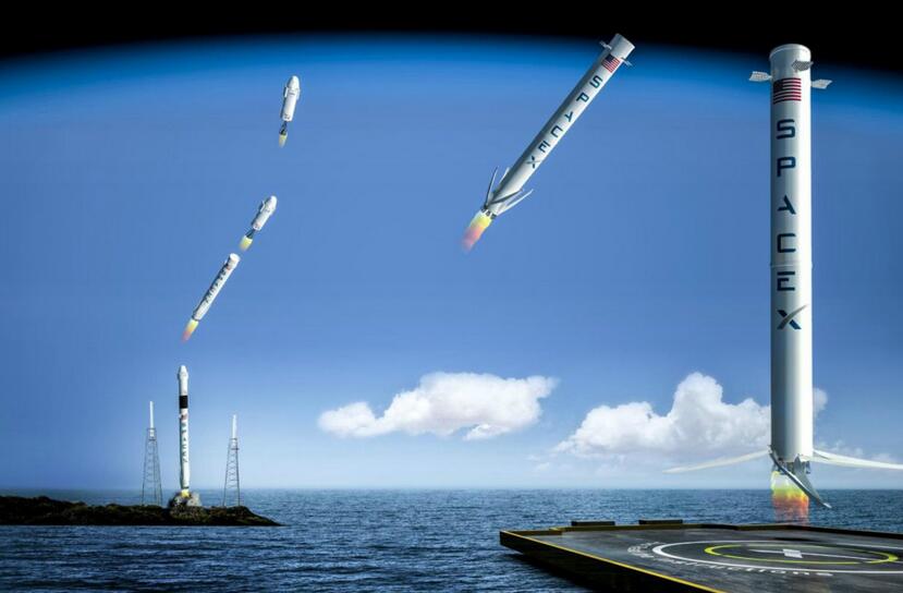 SpaceX成功实现世界首次海上回收火箭 前四次回收任务失败