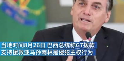 巴西总统拒绝G7援助亚马逊灭火：侵犯国家主权